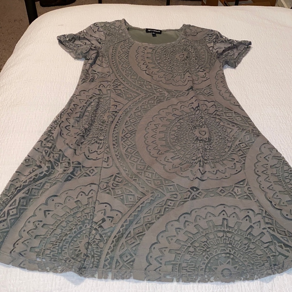 Army green lace mid length dress